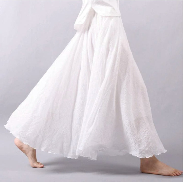 Bohemian high waist maxi skirt, a flowing & comfortable A-line style for women's casual summer outfits.