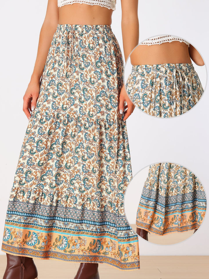 Effortless printed maxi skirt for women, featuring a high waist & stylish side slit.