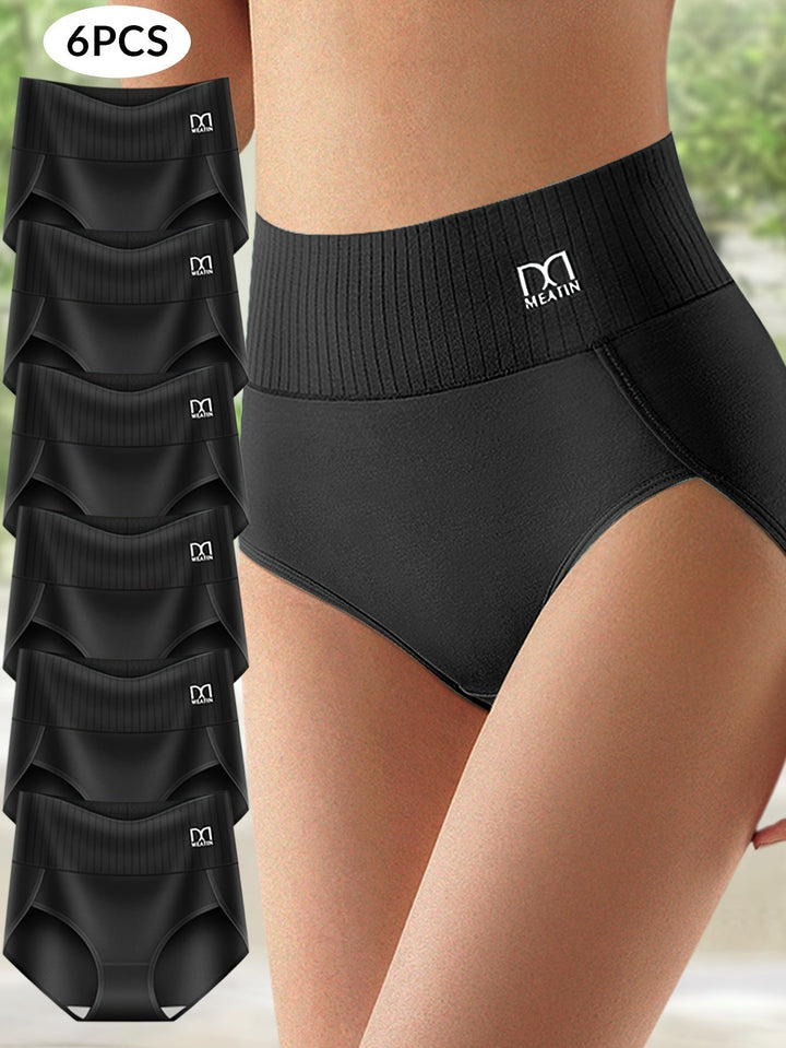 Complete 6-pack of women's high-waist shaping underwear, offering seamless body shaping & comfort.