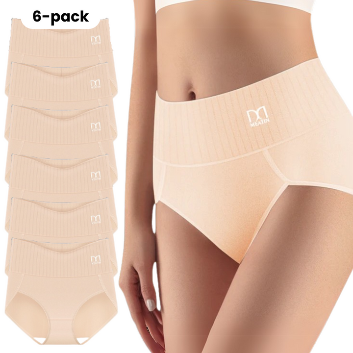 Comfortable women's high-waist shaping underwear, a 6-pack designed for seamless body shaping.