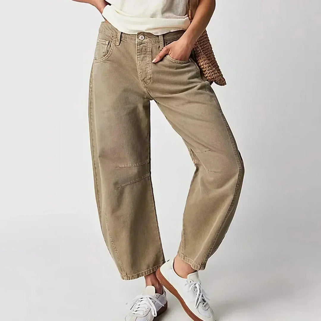 Women's high waist wide leg jeans with a relaxed fit, perfect for casual everyday wear.