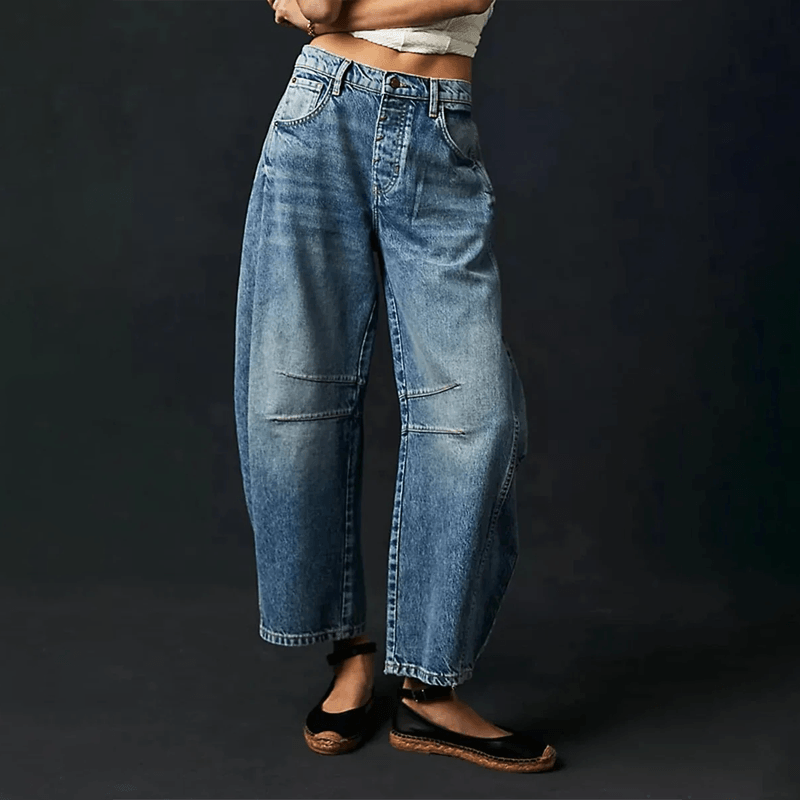 Fashionable women's wide leg jeans with a flattering high waist and relaxed, comfortable fit.