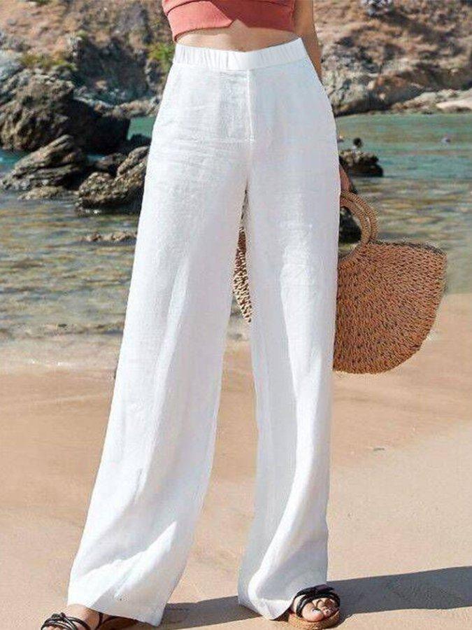 Women's high waist wide leg relaxed pants, perfect for comfortable casual wear, summer fashion, and vacation style.