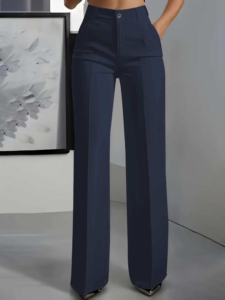 Women's high waist wide leg trousers, perfect for versatile office or casual wear. Elegant & comfortable.