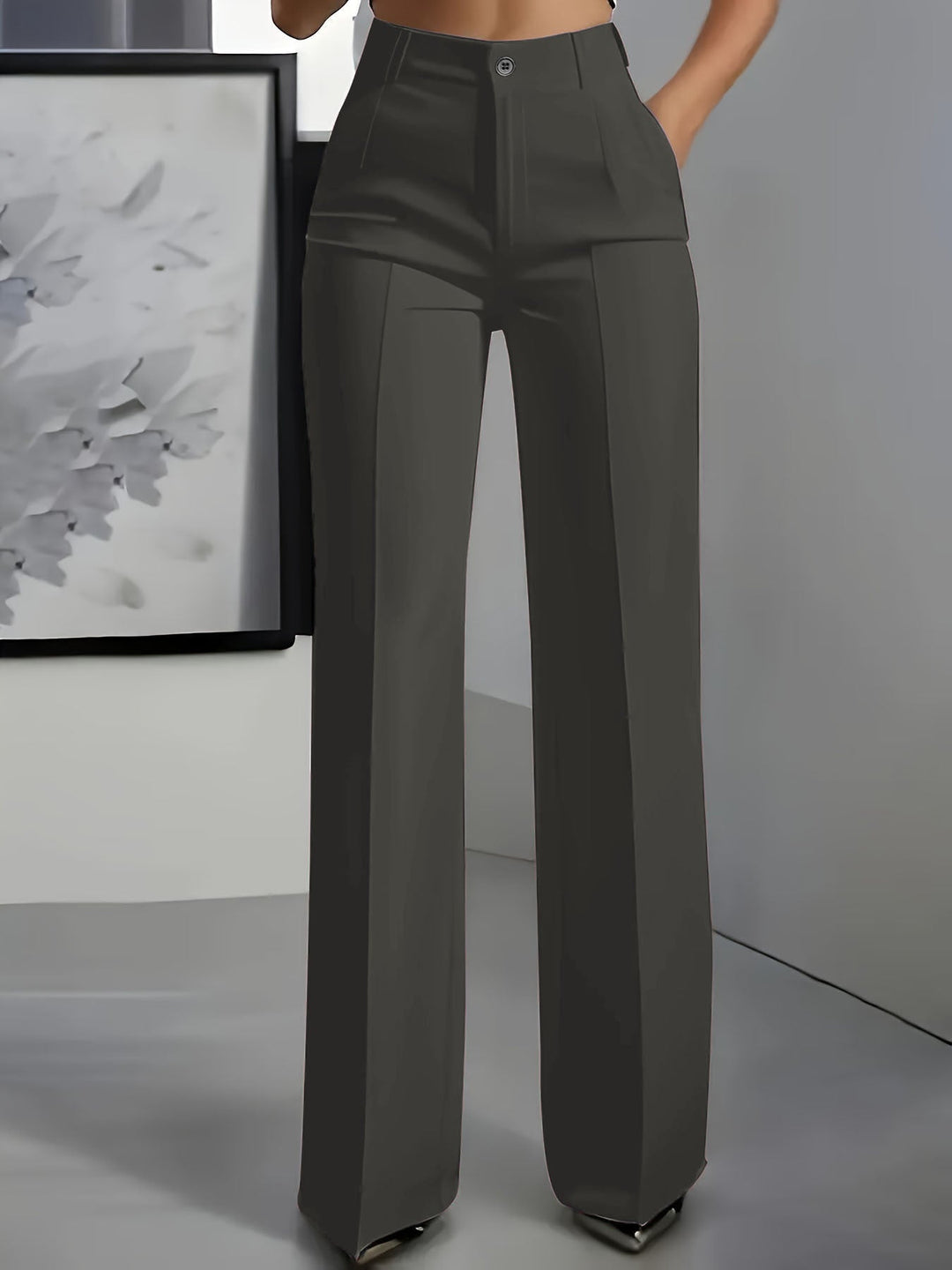 Comfortable wide leg high waist pants for women, perfect for stylish casual fashion. Relaxed fit.