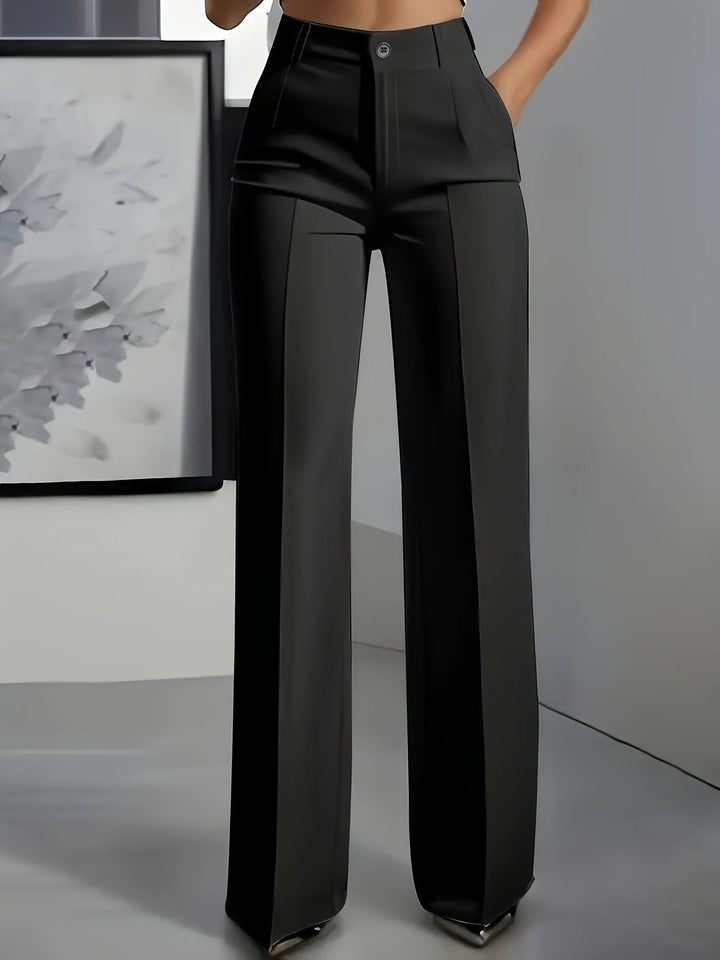 High waist wide leg trousers for women, styled for office professionalism or relaxed casual elegance.
