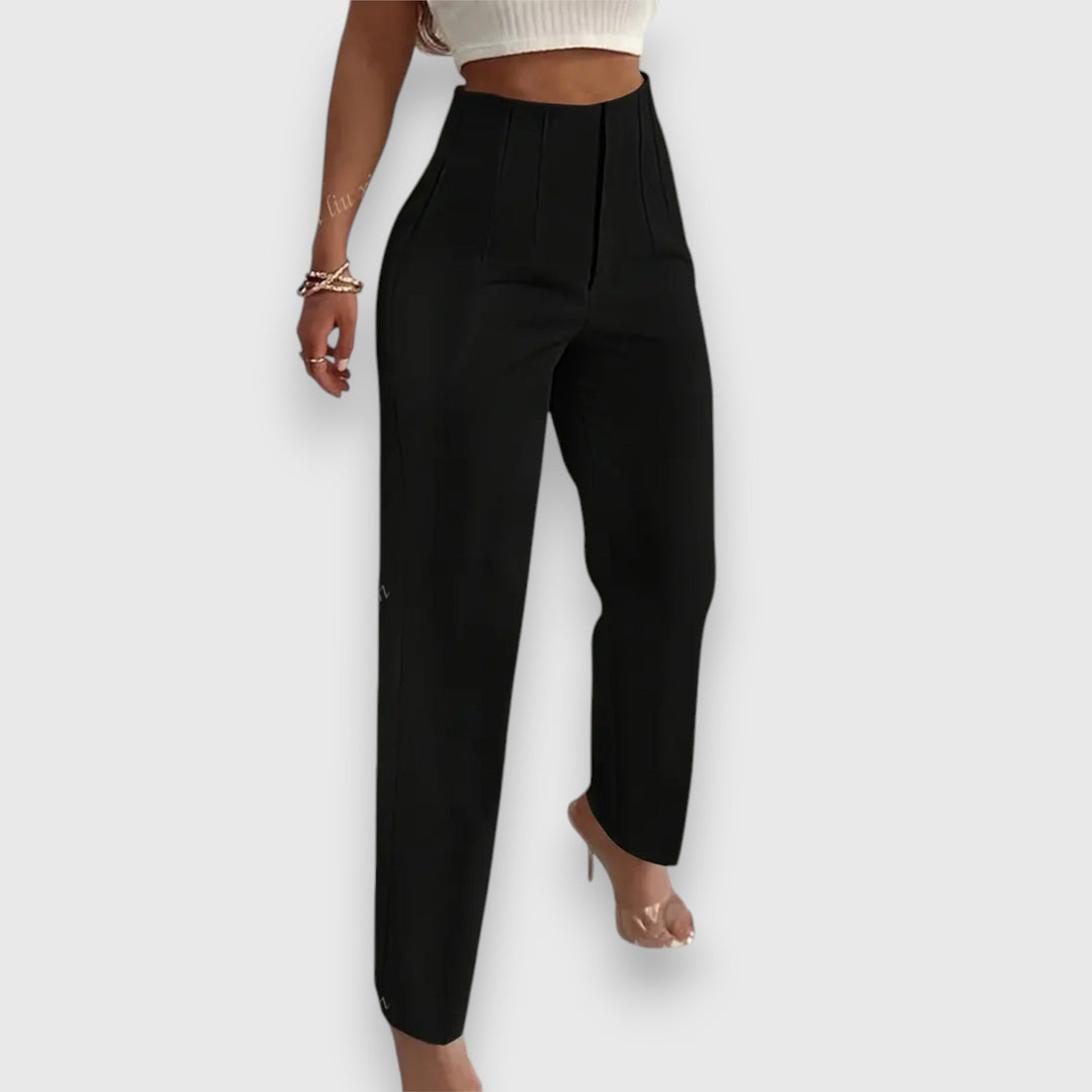 Chic women's high-waisted straight leg pants, ideal for tailored office wear, work, and business casual outfits.