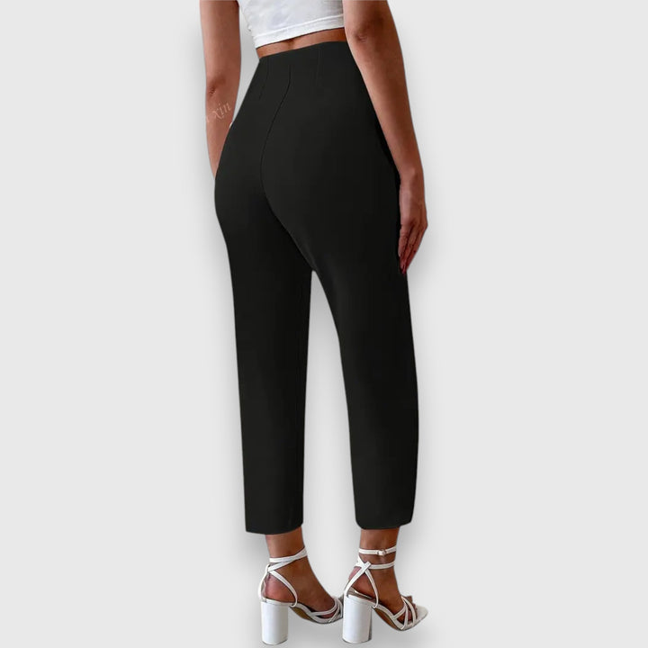 Polished women's high-waisted straight leg dress pants, offering professional style & comfort for work and office.