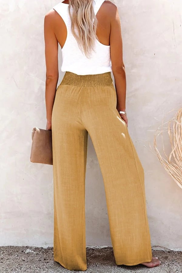 Fashionable women's high-waisted tailored trousers, offering comfort and style for daily wear.