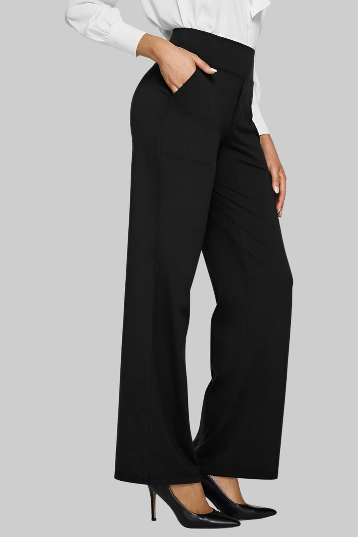 Everyday women's wide-leg pants, high-waisted and comfortable with essential side pockets.