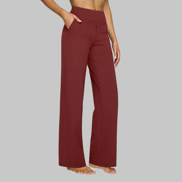 Elegant women's wide-leg pants, high-waisted for a flattering fit, complete with convenient side pockets.