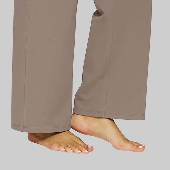 Chic women's wide-leg trousers, high-waisted silhouette offering a comfortable and flowy fit.