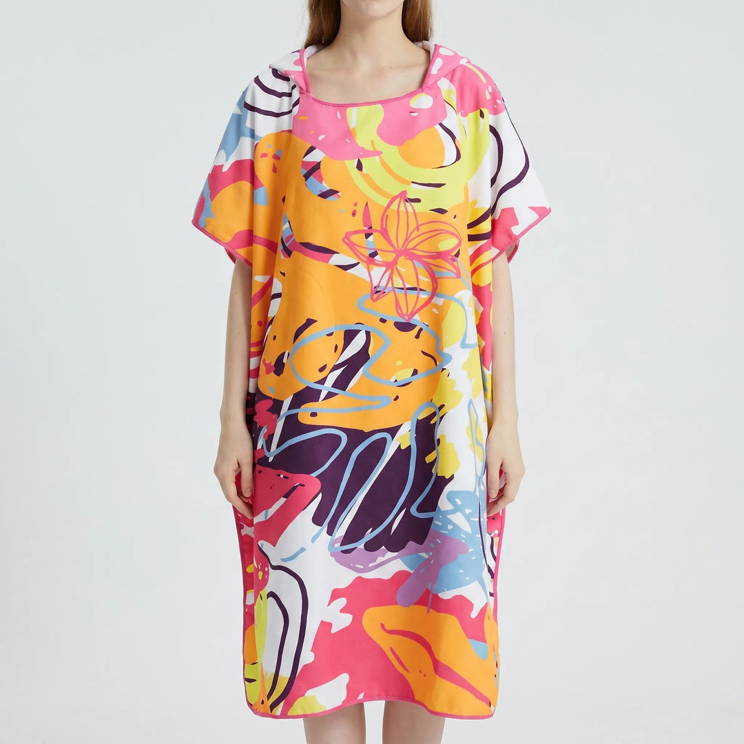 Soft women's hooded beach poncho, quick-dry swim cover-up & changing robe. Essential for pool, travel & beach days.