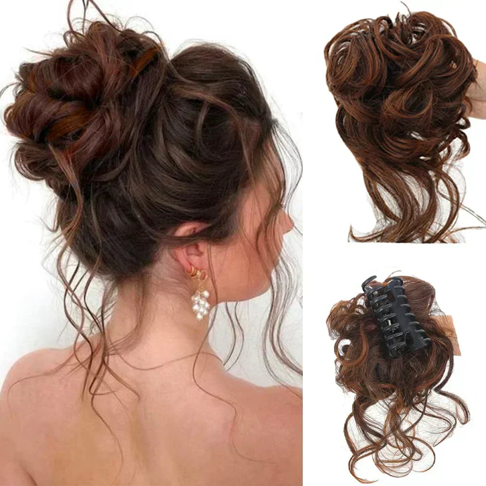 Chic and easy: Instant messy curly bun hair clip for a voluminous updo.