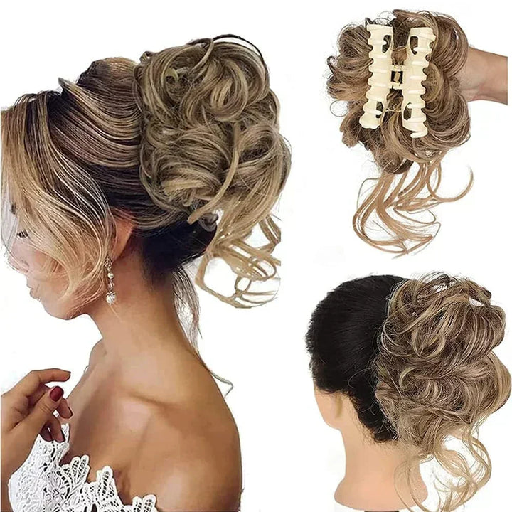 Boost volume instantly with this messy curly bun hair clip, perfect for any updo.
