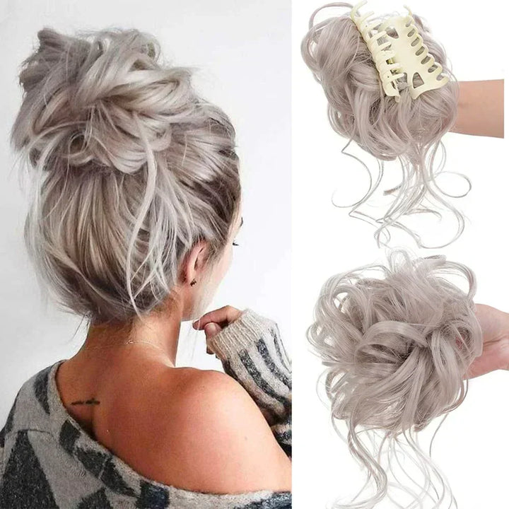 Get a perfect curly messy bun instantly with this easy-to-use hair accessory.
