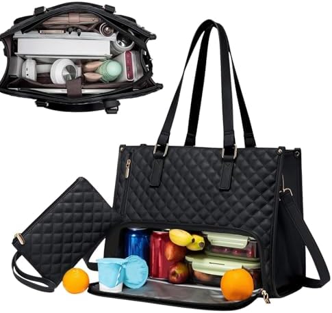 Women's insulated 2-in-1 lunch and laptop tote bag, perfect for work, travel, or daily commute.