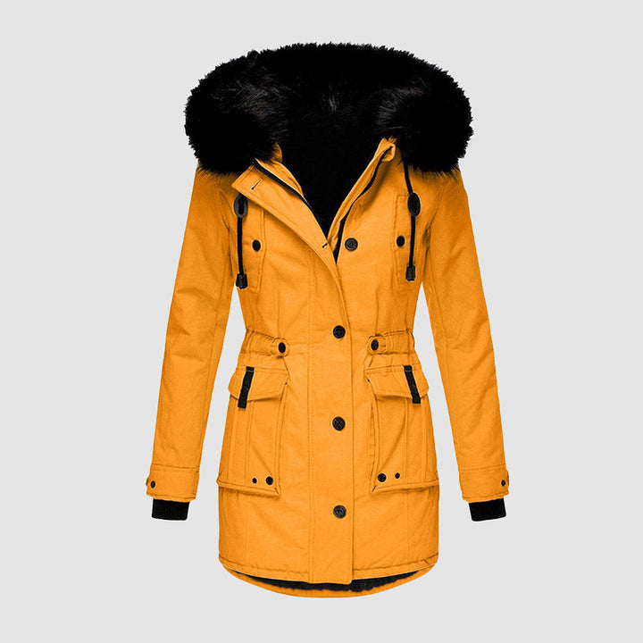 Women's Insulated Hooded Parka, cozy & weatherproof winter jacket for cold weather.