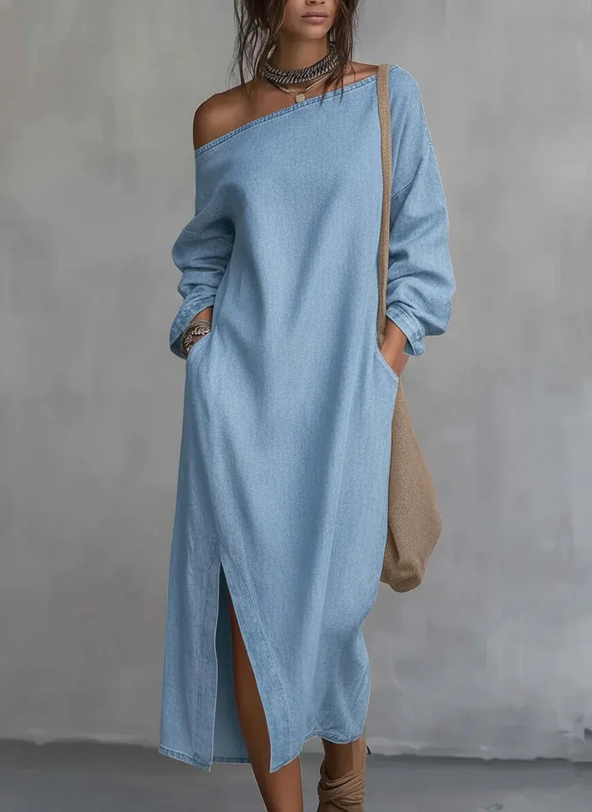 Kaylee women's one shoulder flowy maxi dress, a chic and comfortable summer staple for beach, resort, or casual outings.