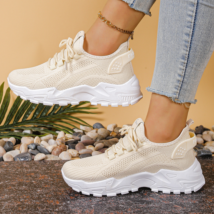 Women's lace-up orthopedic walking sneakers, offering all-day comfort and superior foot support.