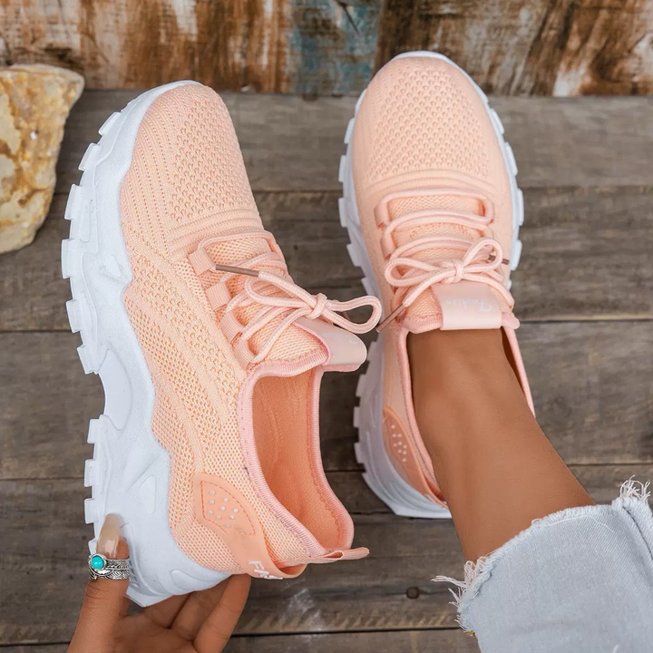 Lace-up orthopedic women's walking shoes, ideal for active women seeking all-day comfort and support.