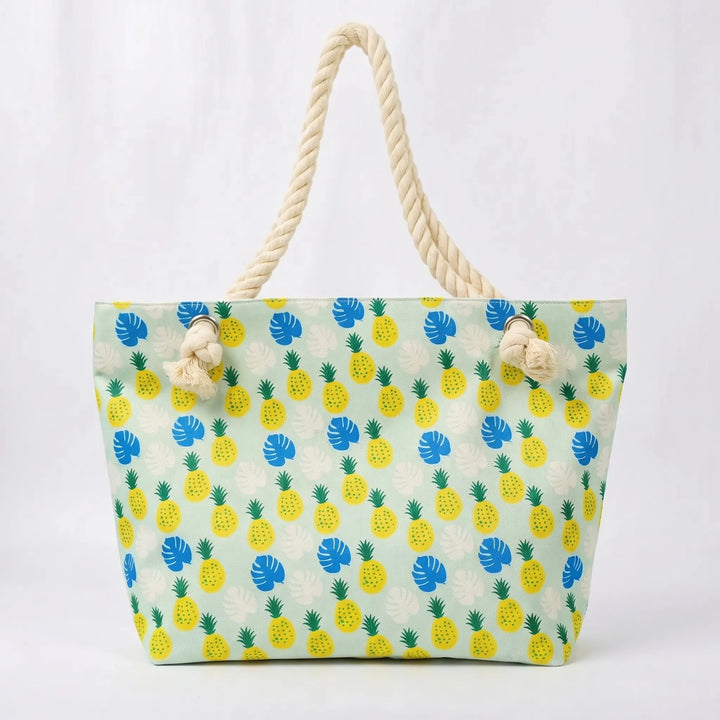 Trendy women's leaf print summer beach tote bag, perfect for vacation, shopping, or daily use.