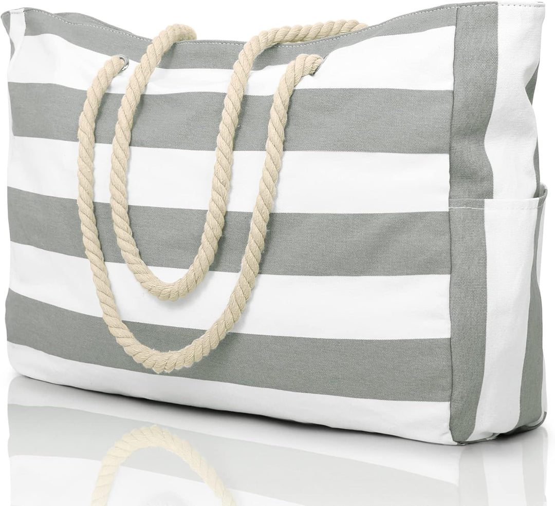 Heavy-duty women's large capacity beach tote, waterproof and sandproof.