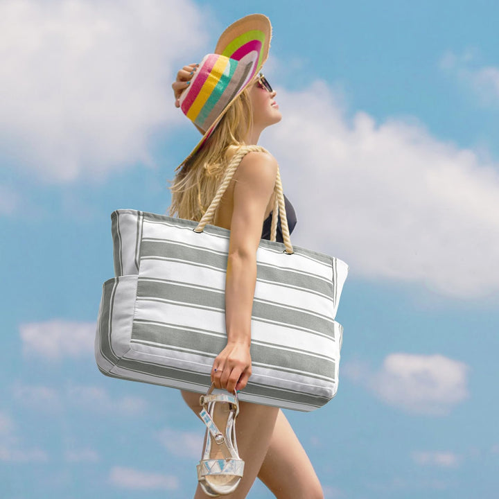Women's stylish waterproof large capacity tote, essential for resort vacations.