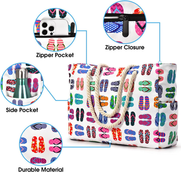 Women's active lifestyle waterproof beach tote, large and sandproof.