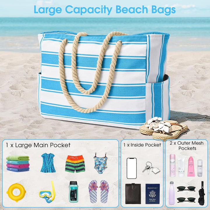 Women's vacation-proof large beach tote, waterproof and sandproof.
