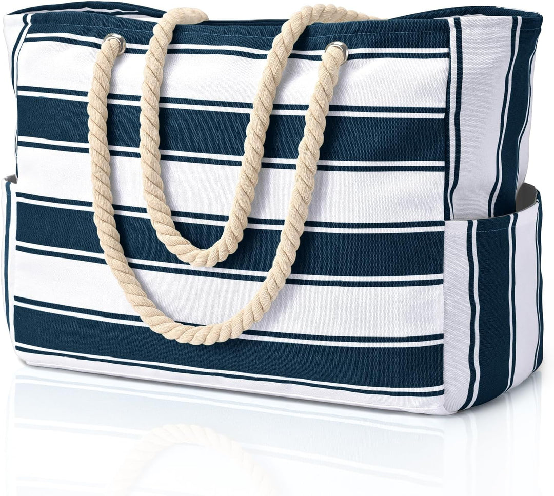 Women's sleek design waterproof beach tote, sandproof and spacious.