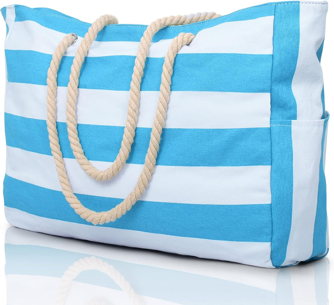 Women's elegant waterproof large beach tote, sandproof for sophisticated travel.