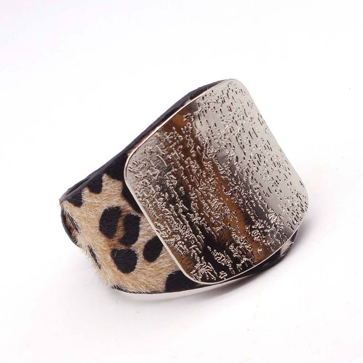 Adjustable women's leopard wrap bracelet, perfect for a fierce fashion accessory & wild style statement.