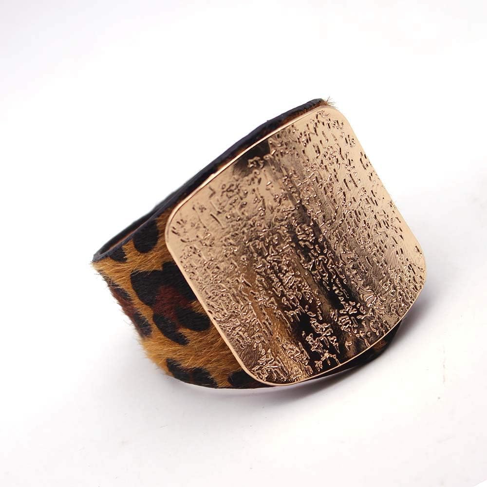 Stylish women's leopard print wrap bracelet, a fierce boho chic jewelry accessory for any outfit.