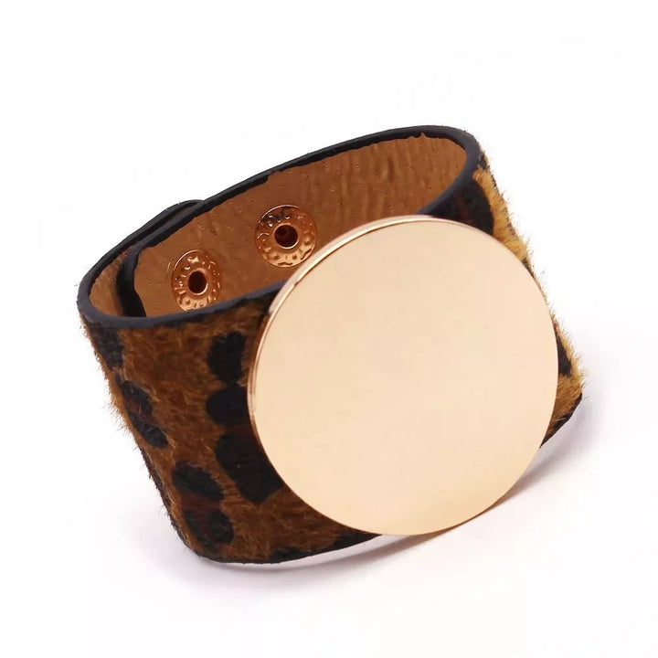 Glamorous women's leopard print wrap bracelet, an adjustable statement piece for bold boho chic style.