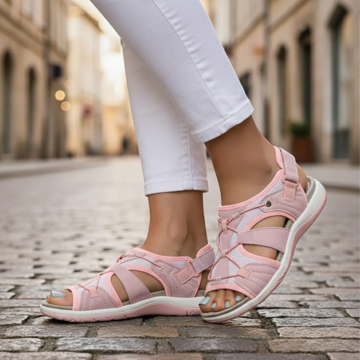 Comfortable women's everyday sandals in black, featuring a lightweight design for all-day summer wear.