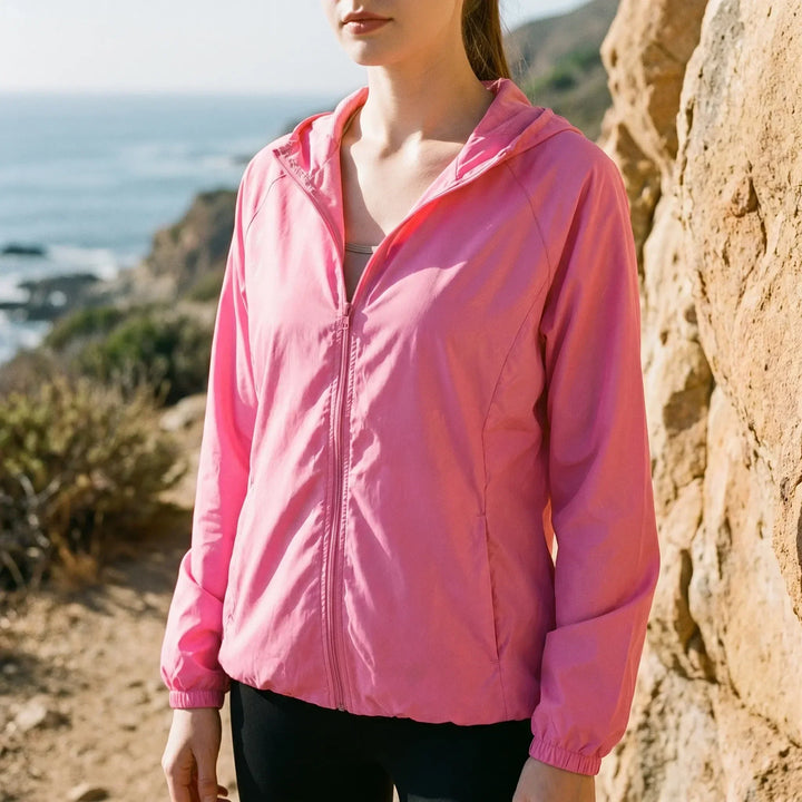 Women's lightweight hooded jacket, perfect for active outdoor days & travel.