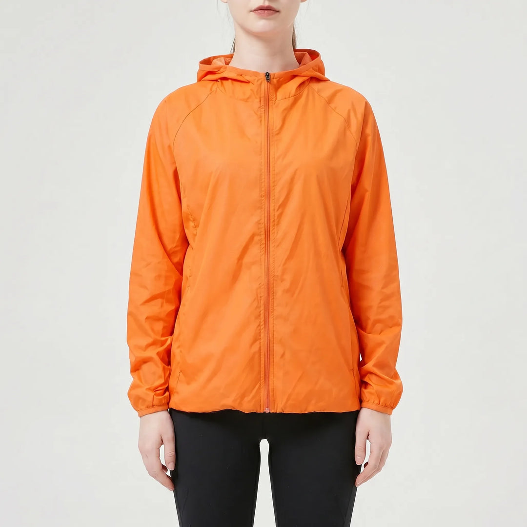 Women's outdoor lightweight hooded jacket, windbreaker for running & daily wear.