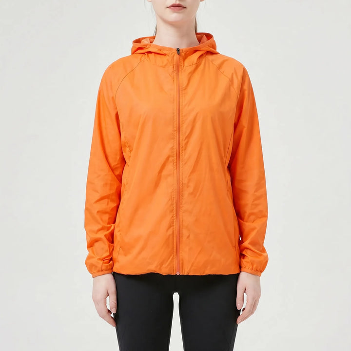 Women's outdoor lightweight hooded jacket, windbreaker for running & daily wear.