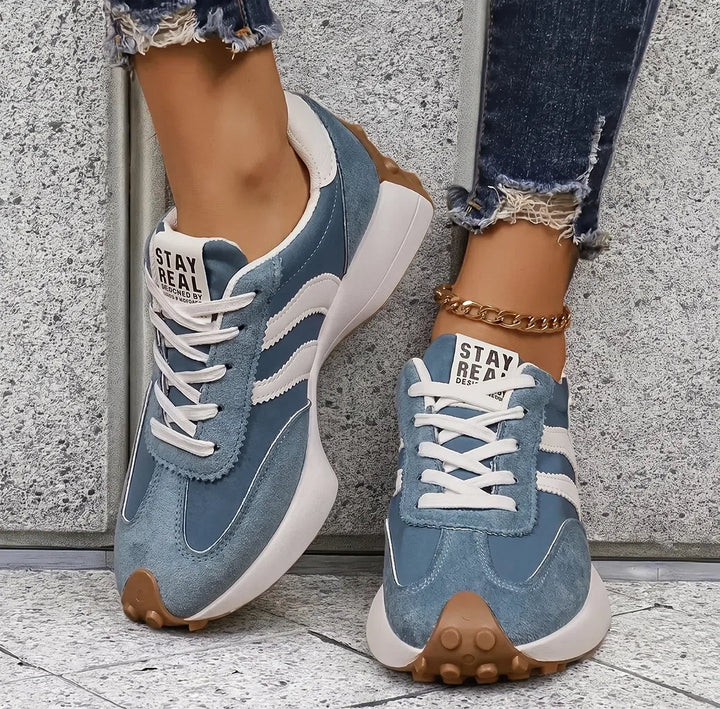 Breathable women's comfort trainers with wide toe box, ideal for walking.