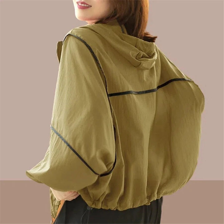 Full zip women's lightweight oversized summer hoodie jacket, a versatile layering piece for relaxed everyday style.