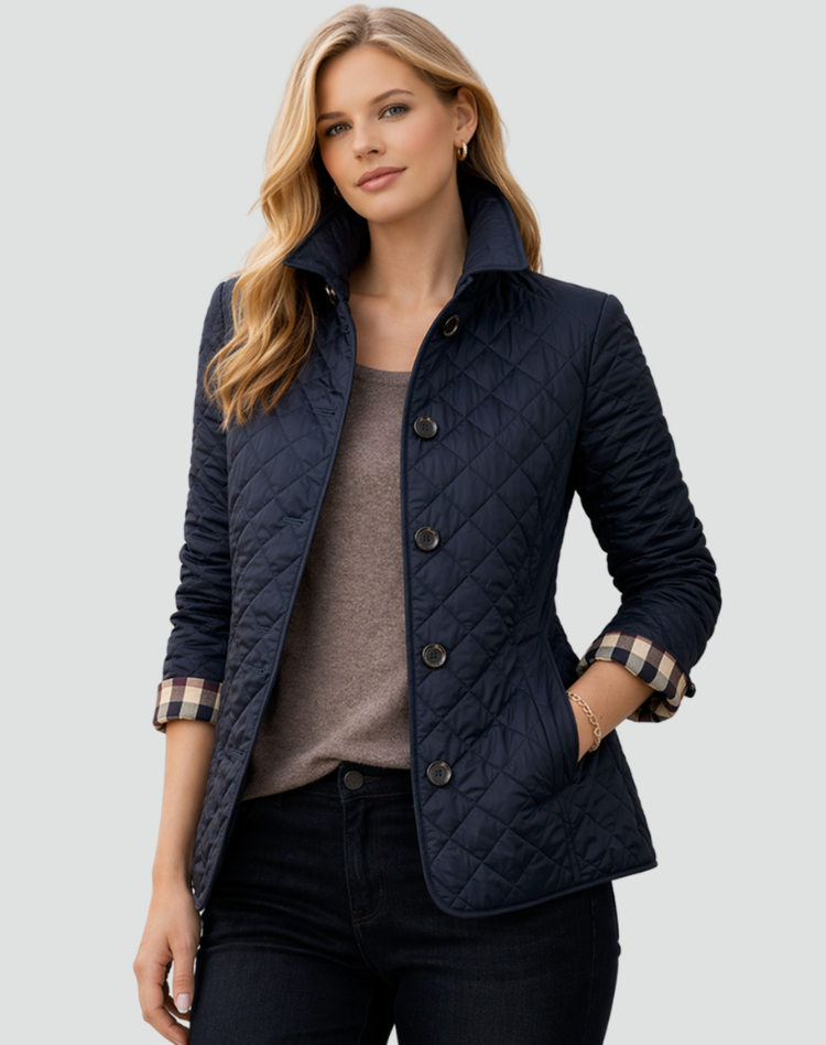 Comfortable lightweight women's quilted jacket, a perfect casual button-front outerwear piece for everyday.