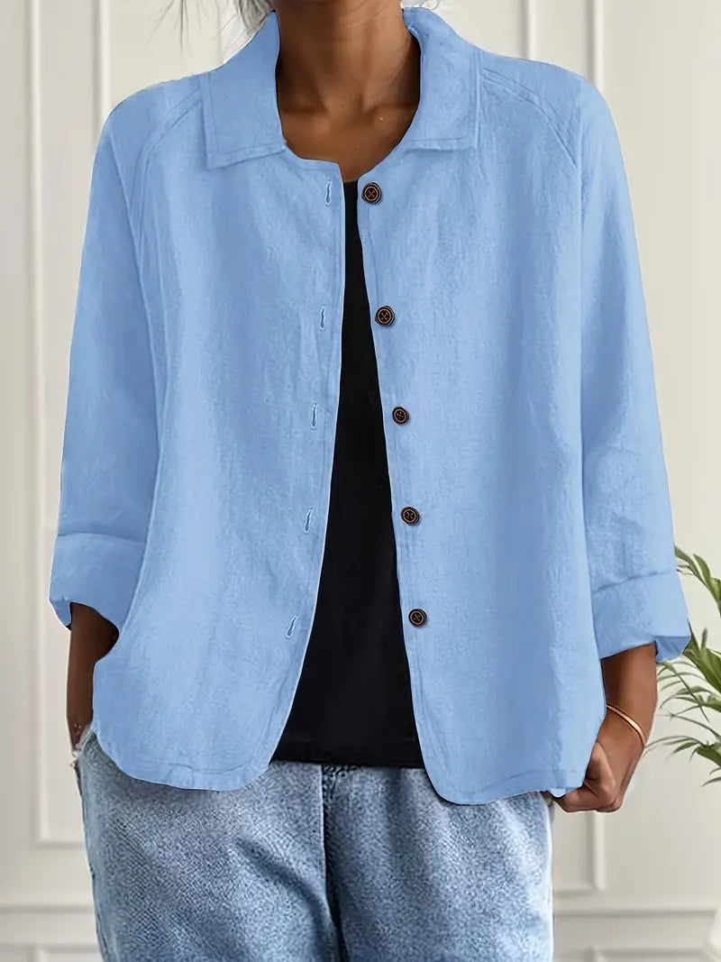 Comfortable long-sleeve women's shirt cardigan, ideal lightweight layering for any season.
