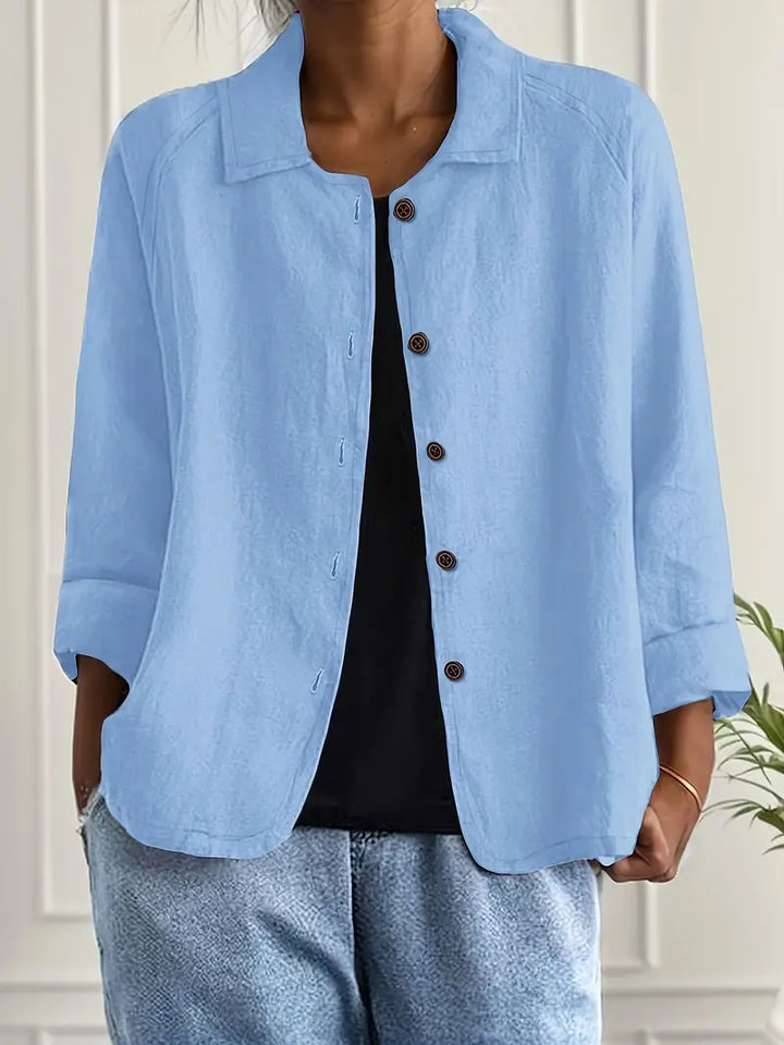 Comfortable long-sleeve women's shirt cardigan, ideal lightweight layering for any season.