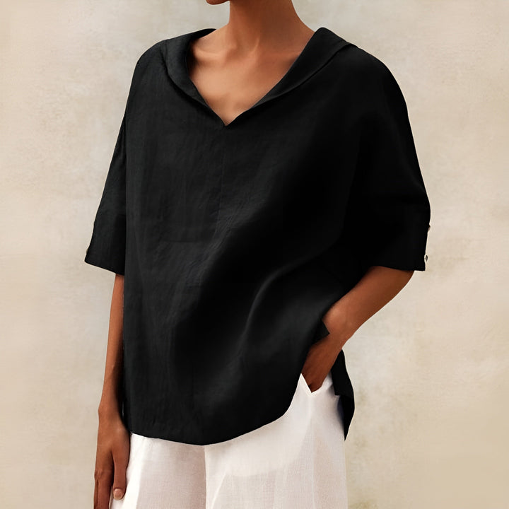 Versatile ladies' short sleeve blouse. Enjoy lightweight comfort & casual style for everyday wear and summer fashion.