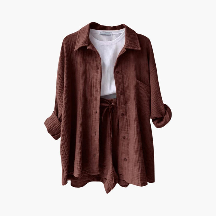 Chic women's casual matching set, relaxed fit, lightweight material for ultimate comfort.