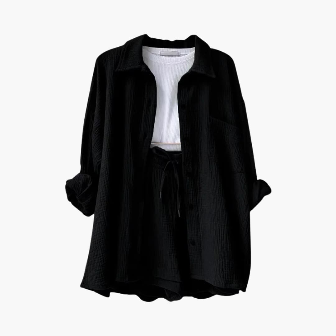 Women's lightweight two-piece outfit, perfect for beachwear, lounge, or a casual day out.