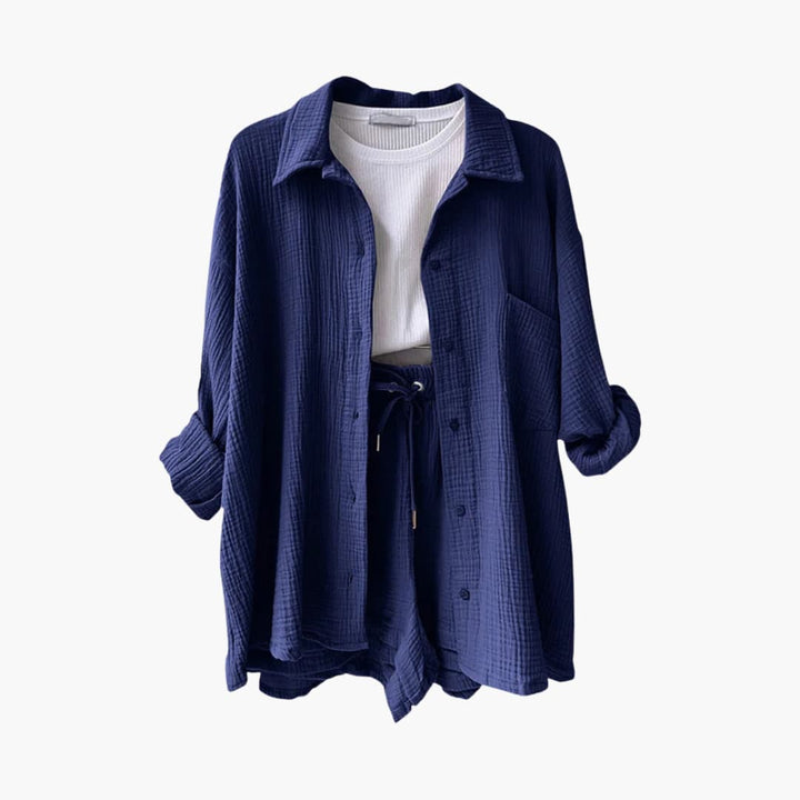 Comfortable women's two-piece casual outfit for summer, lightweight and easy-to-wear style.