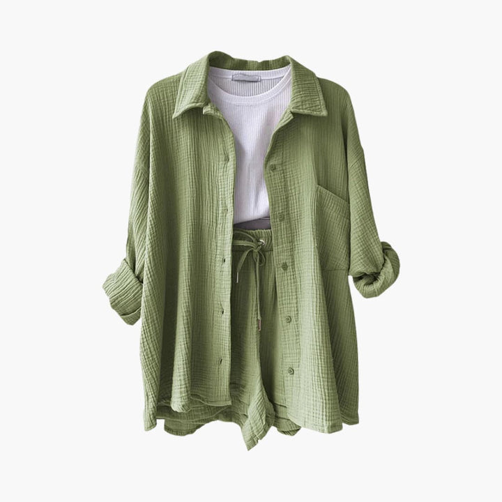 Women's relaxed fit lounge set, lightweight top & bottoms, great for everyday casual wear.