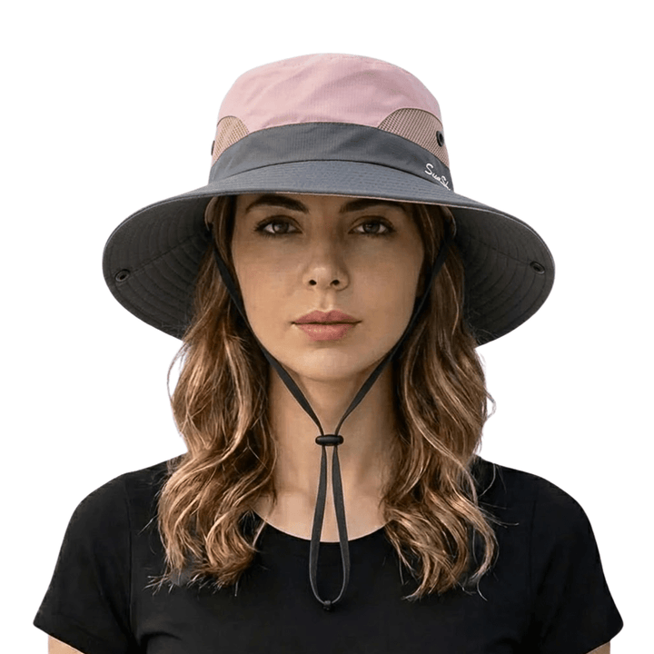 Women's lightweight travel sun hat, foldable & breathable, provides excellent UV protection for all outdoor trips.